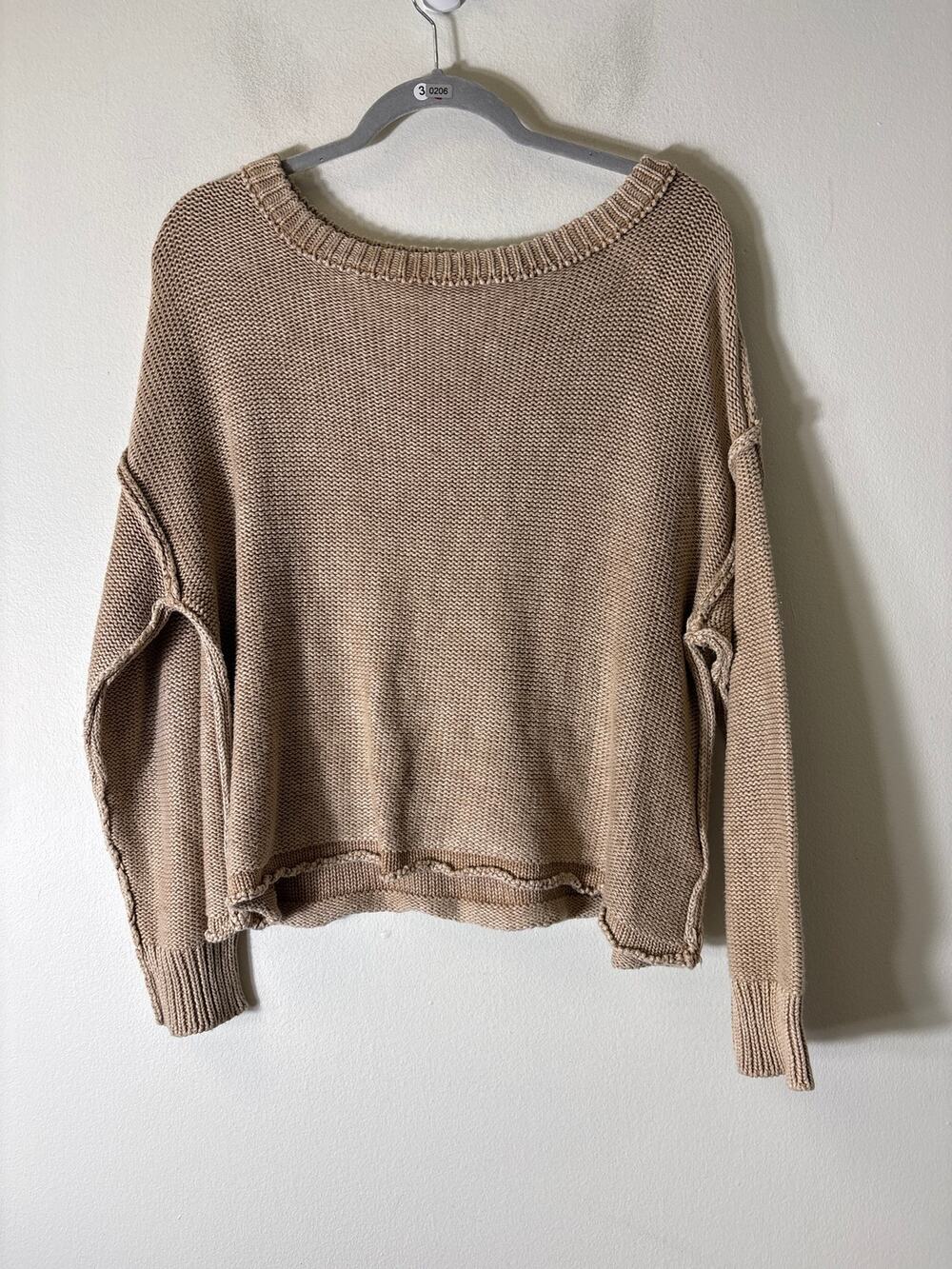Mustard Seed Tan Over Size Pullover Sweater Sz S